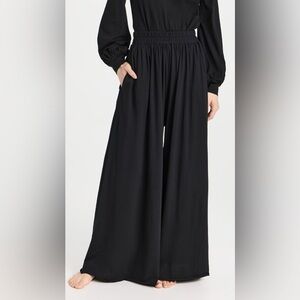 Lunya Organic Pima Cotton Wide Leg Lounge Pants w/ pockets Black Size M EUC